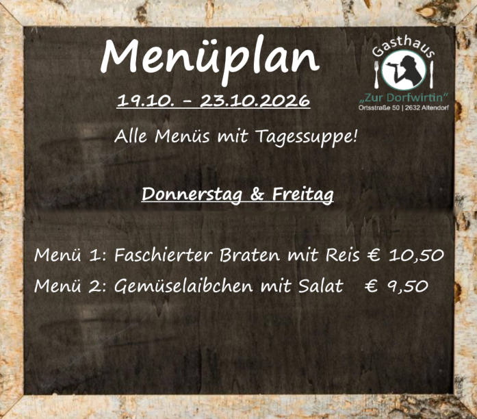 Menüplan Dorfwirtin Altendorf